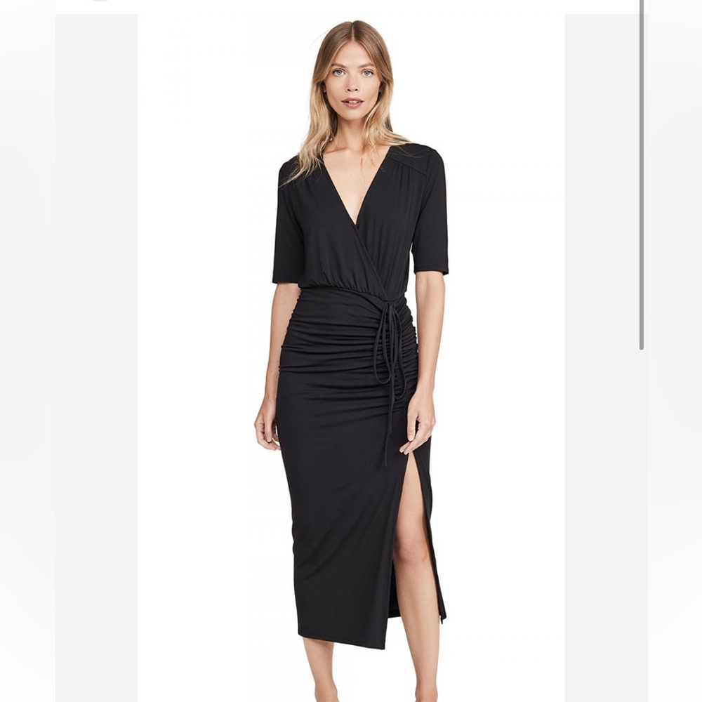 Veronica Beard Black Wrap Maxi Dress with Side Slit